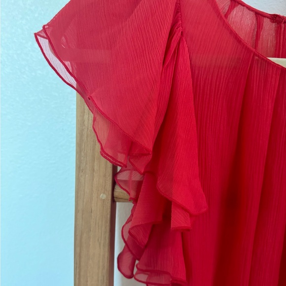 Red Chiffon Ruffle BCBG Max Azaria Dress Small - Picture 3 of 6